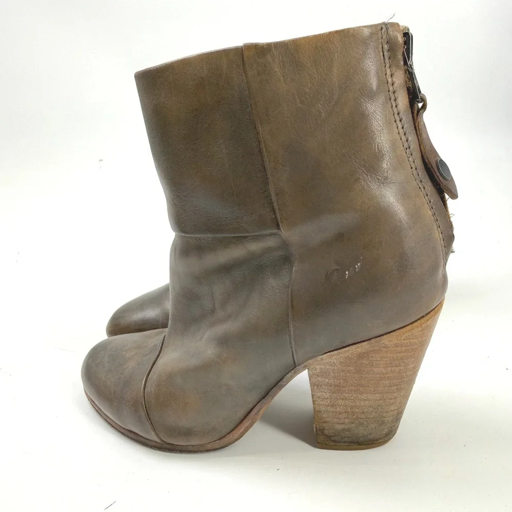 Rag &‎ Bone Newbury Ankle Boots Women 5 Leather Block Heel Distressed Chic Indie